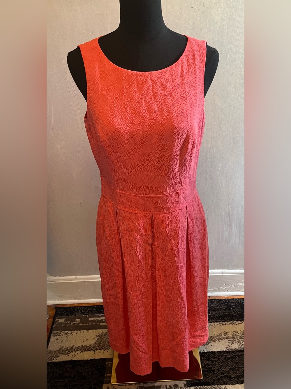 Anne Klein Women’s Classic Sleeveless Coral Fit & Flare Dress Lined Back Zip (8)
